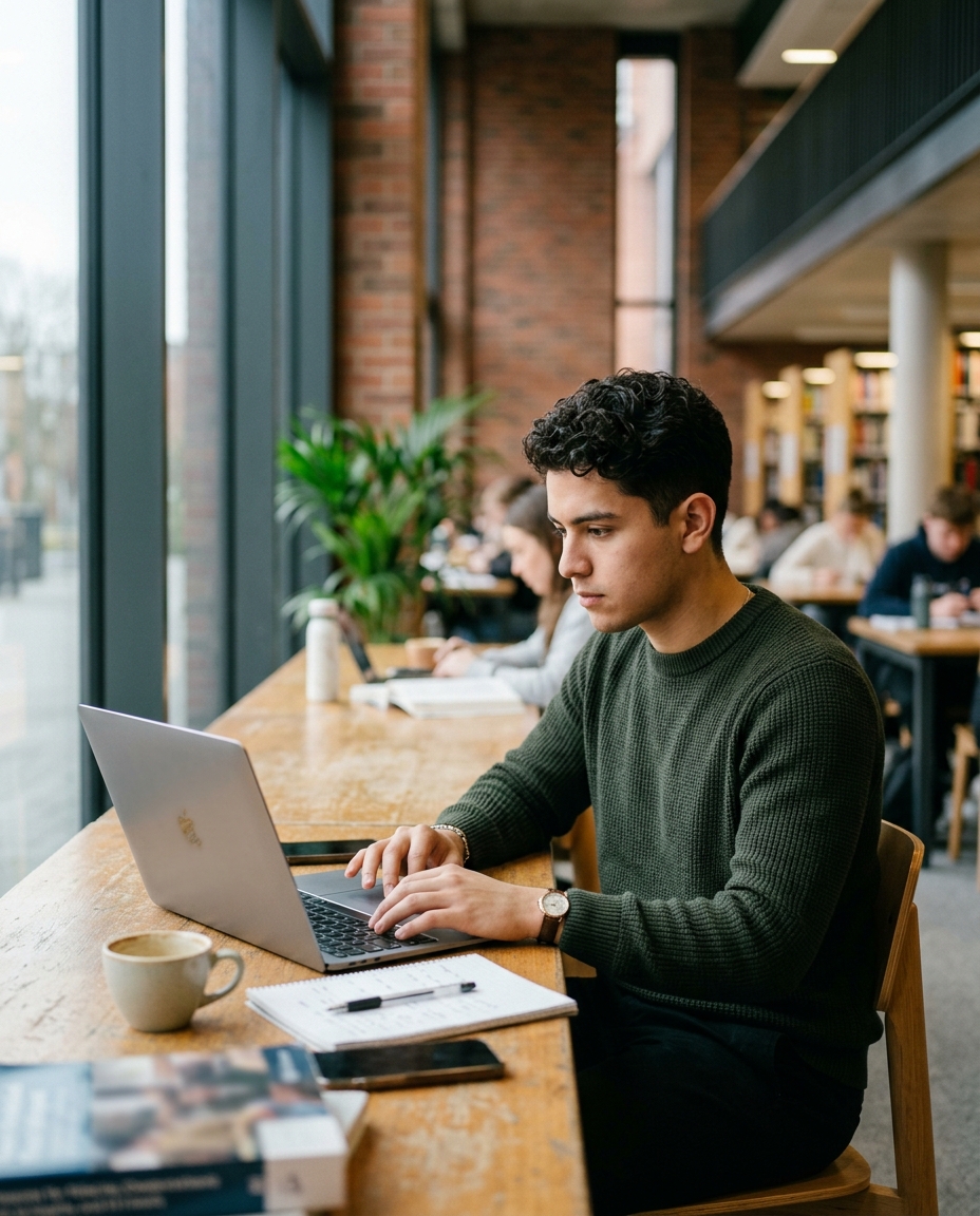 Estudiante trabajando con código en una computadora portátil