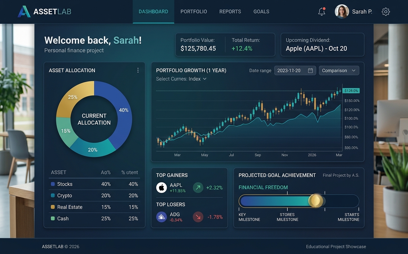Ejemplo visual de una plataforma de proyecto con tablero de trabajo